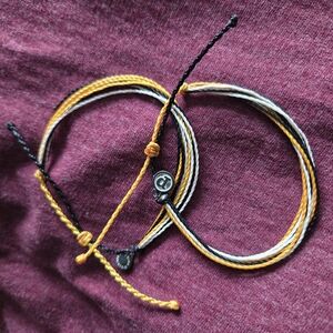 Pura Vida Black, Gold And White Braided Bracelet Set